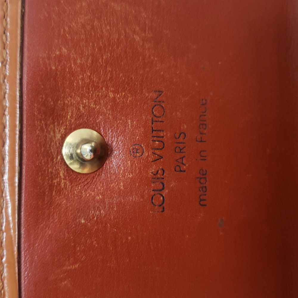 Louis Vuitton Cognac Brown Epi Leather Double Snap Wallet Authentic Vintage - Picture 10 of 14